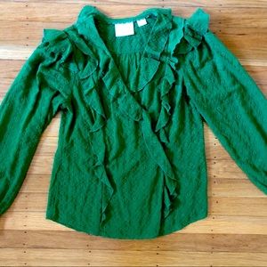 Anthropologie Maeve Laila Eyelet Ruffle Blouse